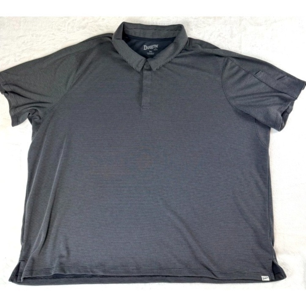 Duluth Trading Co Polo Shirt Mens 3XL Gray Micro Check Performance G
